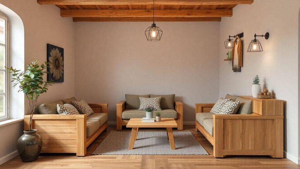 decoracao-para-sala-pequena-estilo-rustico-com-moveis-multifuncionais-em-madeira-e-iluminacao-led-qu