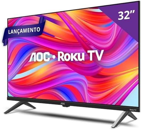  AOC, Smart TV, Roku, 32'' HD, 32S5045/78G, com HDMI, USB, Wi-Fi, Conversor Digital 