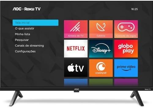  AOC, Smart TV, Roku, 32'' HD, 32S5045/78G, com HDMI, USB, Wi-Fi, Conversor Digital 